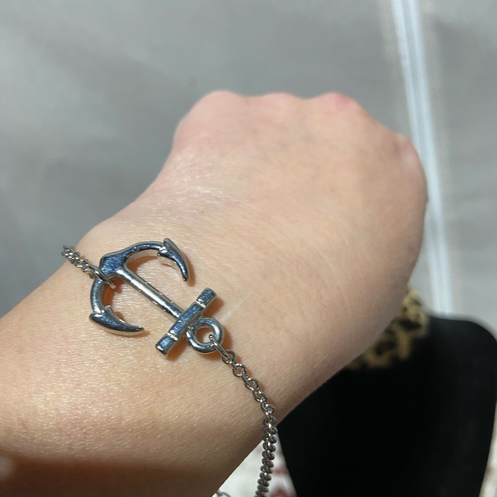 Joseph Nogucci Silver Tone Anchor Tennis Bracelet